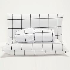 Imagem de Jogo De Lençol Minimalist Queen 3 Peças Percal 180 Fios Macio - Branco