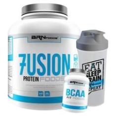 Imagem de Kit Whey Protein Fusion 2kg + Bcaa Premium 450 cáps + Coqueteleira – BRN