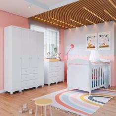 Imagem de Quarto De Bebê Com Guarda Roupa 4 Portas Cômoda 1 Porta 4 Gavetas E Be