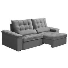 Imagem de Sofá 3 Lugares Retrátil e Reclinável Firenze Veludo Prata - Ferguile