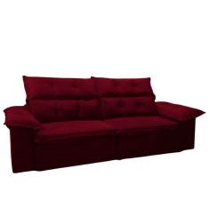 Imagem de Sofá Retrátil Reclinável Velar 4 Lugares Veludo Bordô 300cm Megasul