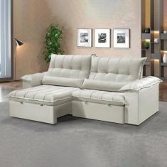 Imagem de Sofá Retrátil e Reclinável 200 Cm Dubai Off White - TR Moveis