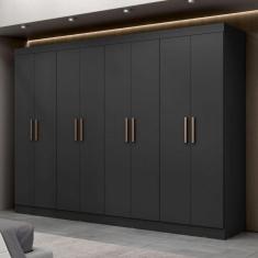 Imagem de Guarda Roupa Casal Paris 8 Portas Mdp Preto Fosco Maxel Preto