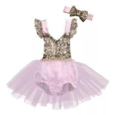 Imagem de Vestido Body Fantasia Princesas Para Bebês com Saia de Tule e Busto Pa