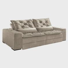 Imagem de Sofá 3 Lugares Retrátil e Reclinável Dallas Veludo Capuccino