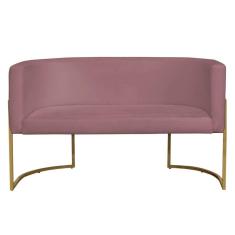 Imagem de Namoradeira 2 Lugares Decorativa Luana Base Gold Veludo Rosê - Montanaris Decor