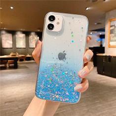 Imagem de Capa de telefone transparente com glitter para iPhone 14 15 13 12 Pro 11 Pro Max XS Max XR X 7 8 Plus Mini SE 2020 Capa de lantejoulas gradiente fofa, azul, para iPhone XS Max