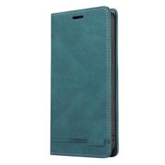 Imagem de HAO RIYLN Capa carteira para iPhone 15 Pro Max/15 Pro/15 Plus/15, capa de couro de adsorção magnética com bloqueio de RFID de poliuretano com suporte para cartão, capa de proteção contra quedas, azul,