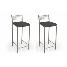 Imagem de Banqueta Sala De Jantar Gênova 2B705Nk Kit 2 Un Níquel/Courano Preto - Kappesberg