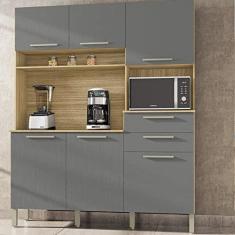 Imagem de Armário de Cozinha 6 Portas 2 Gavetas Montesa Kits Paraná Freijó/gris