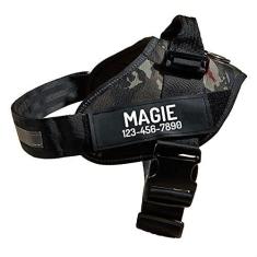 Imagem de Peitoral para cães personalizado que não puxa com nome e número de telefone personalizados, colete para animais de estimação médio grande resistente para evitar puxar, puxar ou asfixiar, treinar e caminhar