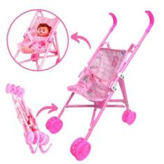 Imagem de Carrinho Boneca Criança Rosa Grande Menina Simples - Toys 2U