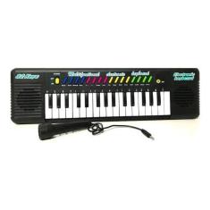 Imagem de Brinquedo Infantil Piano Teclado Musical Com Microfone Preto - Fun Gam