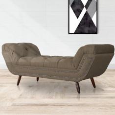 Imagem de Recamier Calçadeira Estofado Sienna Queen 160 Cm Linho Marrom - LM DEC