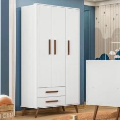 Imagem de Guarda-Roupa de Bebê Encanto 3 Portas 2 Gavetas Branco Acetinado - Qmo