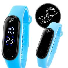 Imagem de Relogio Digital Infantil Prova Dagua Bracelete Ajustavel Azul Bebe Criança Adolescente