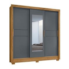 Imagem de Guarda Roupa 3 Portas Deslizantes Com Espelho Bahamas Freijó Cinza 988