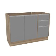 Imagem de Balcão para Pia 2 Portas e 3 Gavetas Campanele Menu Kitchen Politorno Castanho/Cinza