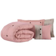 Imagem de Cobre Leito Cama King 07 Peças Bordado Percal 200 Fios Botão - Casa Bo