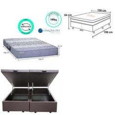 Imagem de Conjunto Cama Box Baú Queen + Colchão Espuma Ortopédico Firme 158X198x