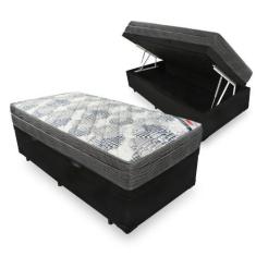 Imagem de Cama Box Com Baú Branco - Solteiro + Colchão Iso Superpocket Molas Ens