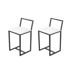 Imagem de Jogo 2 Banqueta Baixa Para Cozinha Preta Industrial Estofado