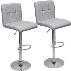 Imagem de Kit 2 Banquetas Confort Estofada Couro Giratória c/ regulagem - Lianto