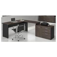 Imagem de Mesa para Escritório 1,50 + Balcão com Tampo Extensor + 1 porta + 3 Gavetas - Web30 - Marsala / 