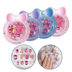 Imagem de Kit 48 Unha Postiça Infantil Kids Autocolante + 4 Pulseiras - Arte Sed