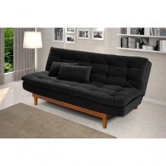 Imagem de Sofá Cama Dubai 3 Lugares Império Reclinável Casal Pés Madeira Madero Preto 381