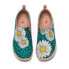 Imagem de UIN Tênis feminino fashion floral de lona pintada sem cadarço feminino para viagem, Starnight Daisy, 37