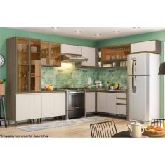 Imagem de Cozinha Modulada Completa Connect 12 Peças (5 Armários + 3 Balcões + 1 Paneleiro + 3 Complementos) C12P02 Duna/Cristal - Henn
