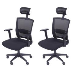 Imagem de Kit 2 Cadeiras para Escritorio Presidente Nr17 Office 3317 Preto