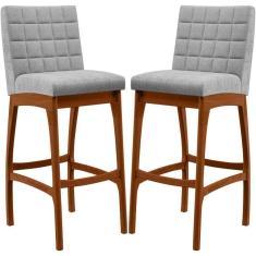 Imagem de Kit 02 Banquetas Altas Cozinha B04 Bouclê Cinza
