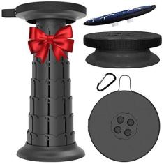 Imagem de Banqueta telescópica de 50 cm com almofada, banqueta portátil de acampamento com capacidade mais resistente, 550 Ib, banco dobrável retrátil dobrável ajustável para pesca no jardim, caminhadas, churrasco com bolsa de transporte, mosquetão