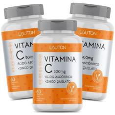 Imagem de Vitamina C 500Mg + Zinco Quelato Vegano 60 Caps Lauton - Kit 3