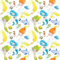 Imagem de Papel de Parede Adesivo Infantil Sereias 2,70x0,57m