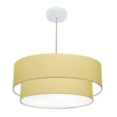 Imagem de Lustre Duplo Cilíndrico Md-4352 55X50cm Algodão Crú Bivolt