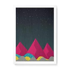 Imagem de Arte Maníacos Quadro Decorativo em Madeira Montanhas Geométricas Magenta - 23x16,25cm (Moldura caixa em laca )