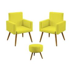 Imagem de Kit 2 Poltronas Decorativas Vega e Puff Solar Suede  Aradecor