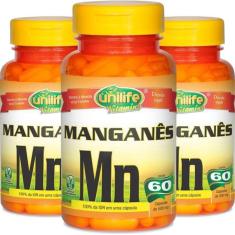 Imagem de Kit 3 Manganês Quelato Mn Unilife 60cáps
