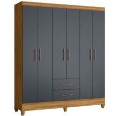 Imagem de Guarda Roupa Panamá 153cm 6 Portas Freijó Cinza Moval