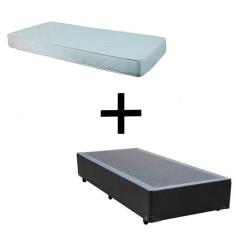 Imagem de Cama Box Solteiro 88 - Tecido Sintético Preto com Colchão Munique Bello Box - 100% Espuma - D33 Branco 54x88x188