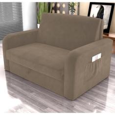Imagem de Sofá Cama Com Baú 2 Lugares John Veludo Cappuccino