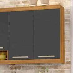 Imagem de Armario de Cozinha Aéreo 2 Portas Burguesa Nesher Móveis Amadeirado Freijó/grafite