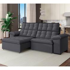 Imagem de Sofá 4 Lugares Retrátil Reclinável 270cm Denver Grafite