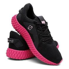 Imagem de Tênis Feminino Sport Academia Ultra Leve e Macio Preto - Preto/Rosa - 34