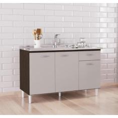 Imagem de Balcão Gabinete Alice 120Mt Para Pia Sem Tampo Chocolate Off White Poq
