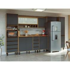 Imagem de Cozinha Compacta Confort 9 Pt 8 Gv Cinamomo E Grafite - Batrol