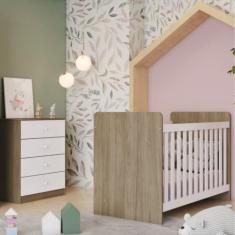 Imagem de Quarto de Bebê com Cômoda e Berço Labirinto Henn, Rustico com Branco